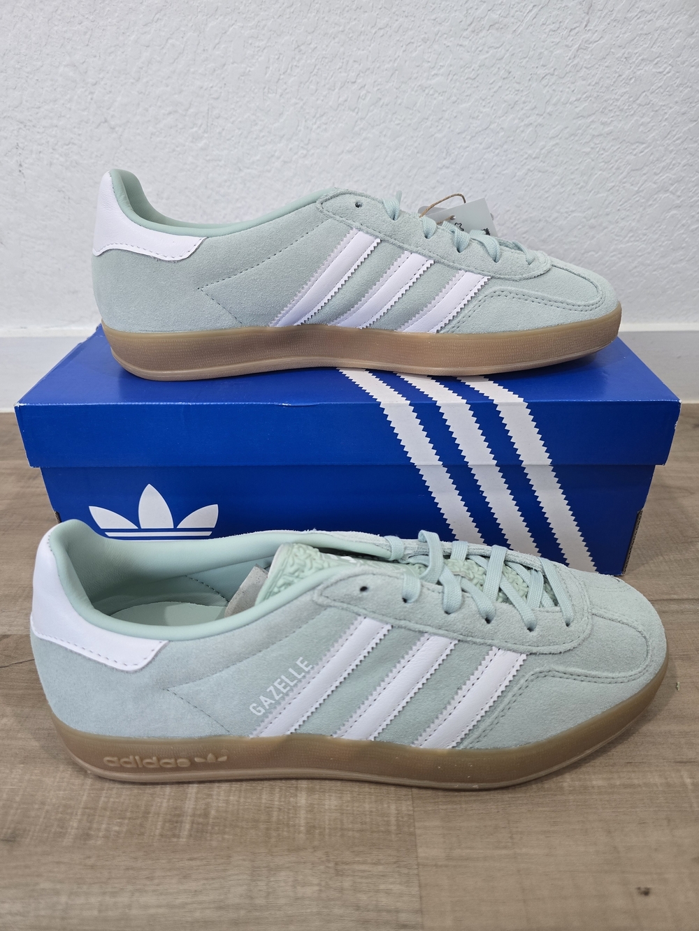 Adidas Gazelle Women's Suede Sneakers in Mint with Gum Sole